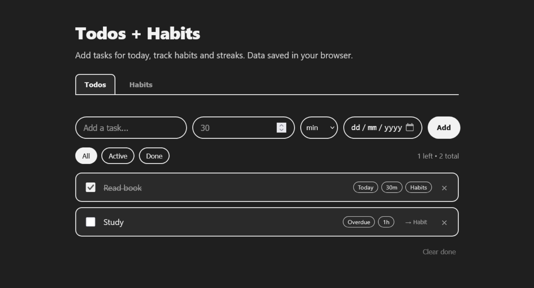 Daily Tracker dark
