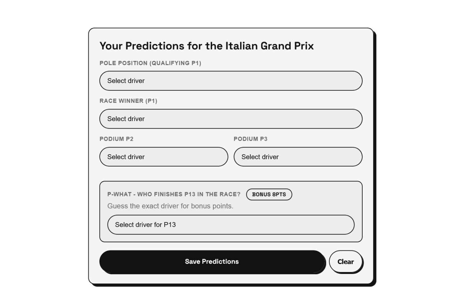 F1 Predictor light