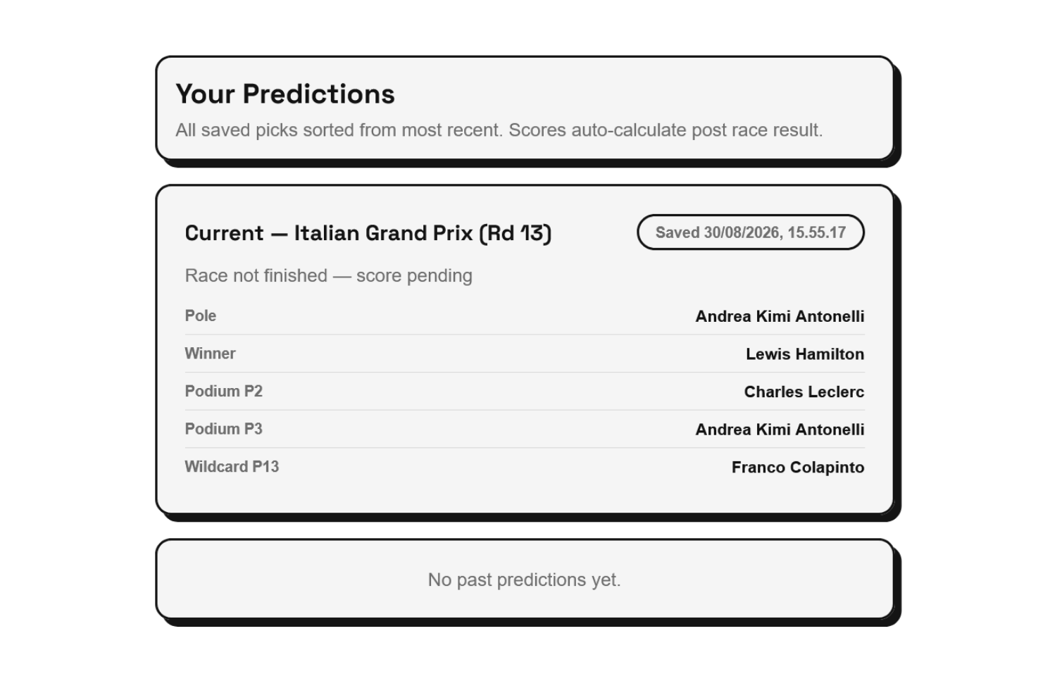 Predictions tab light